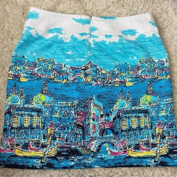 Talbots Women’s Pencil Skirt Venice Italy Canal Cityscape Scene Lined Size 10p - Picture 3 of 10